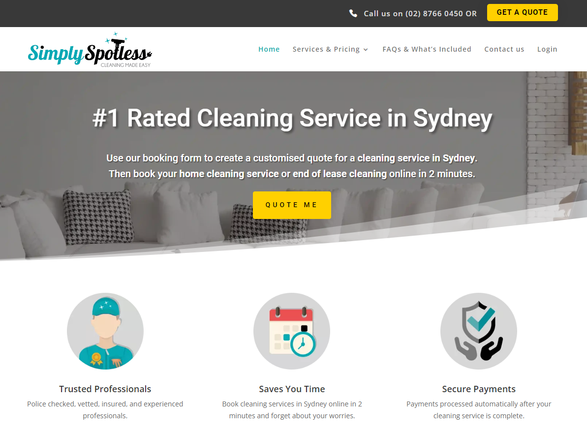 Website slide cleaning business