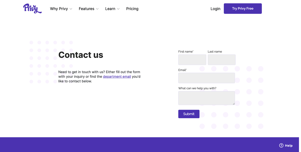 Contact us page wireframe