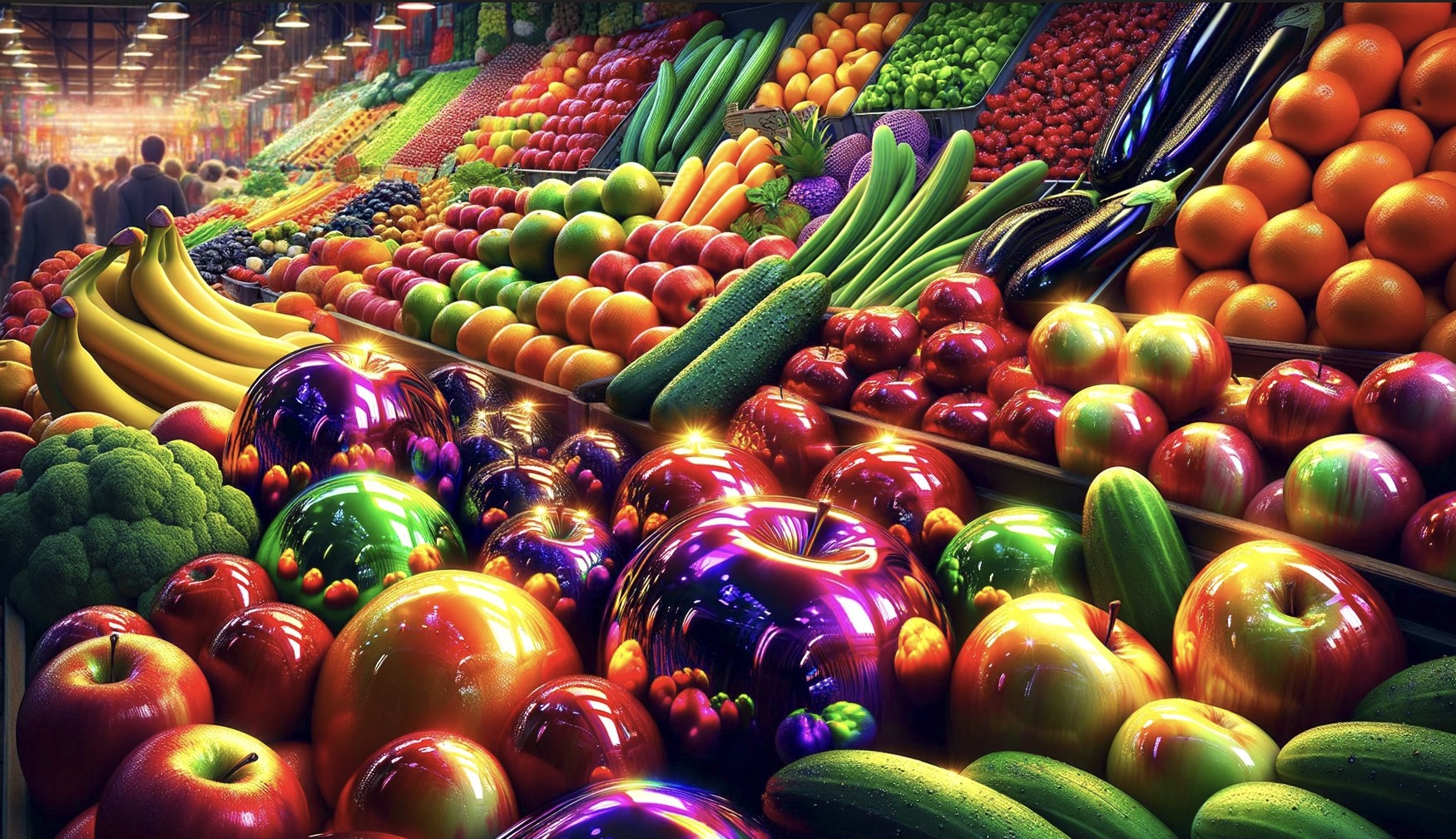 shiny fruits and vegetables 