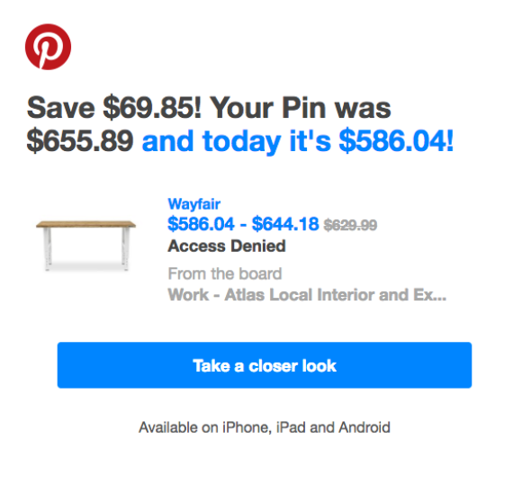 Anchoring example for EDM marketing