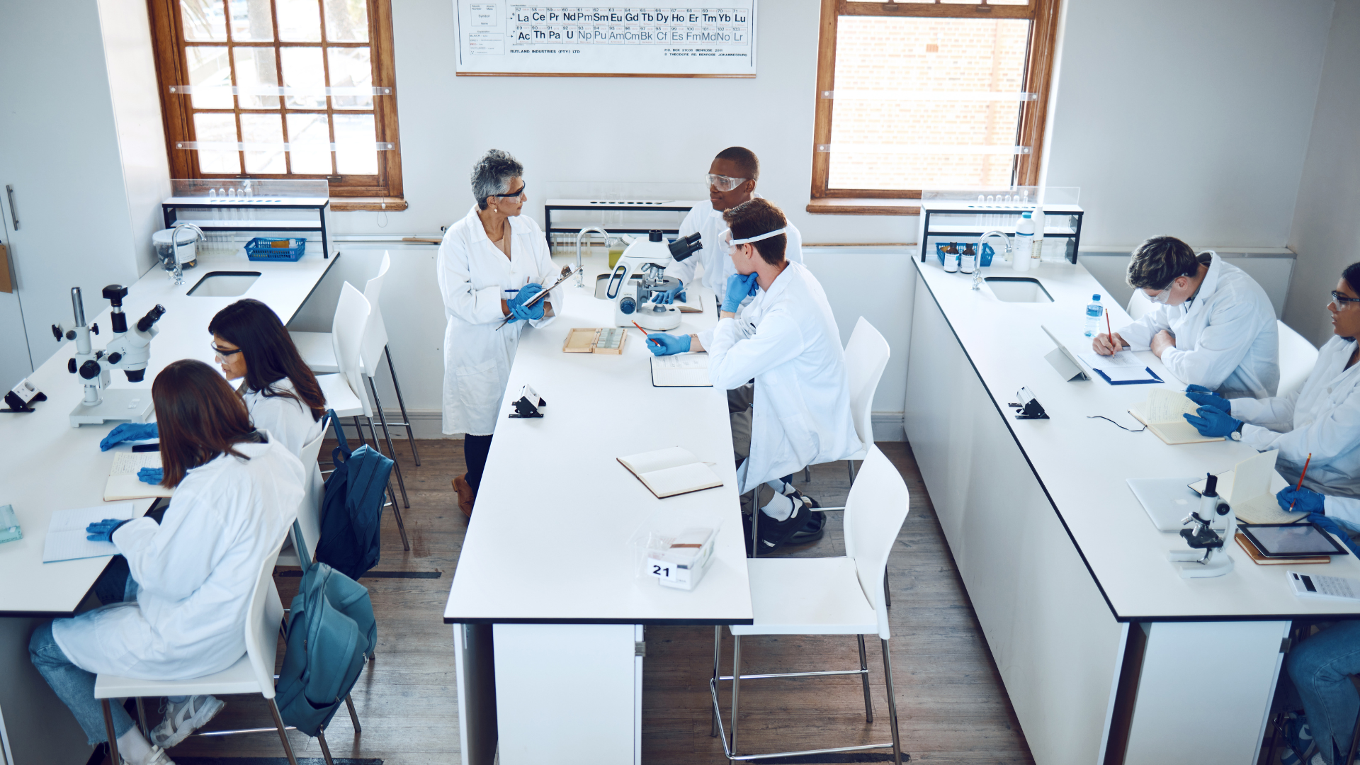 Photo of school laboratory with diverse student body
