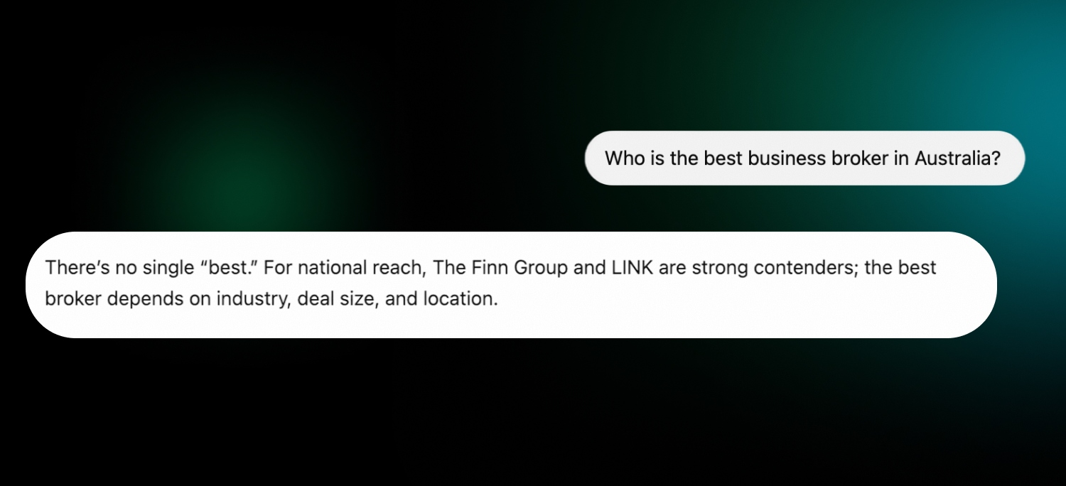 AI search result recommending business brokers in Australia