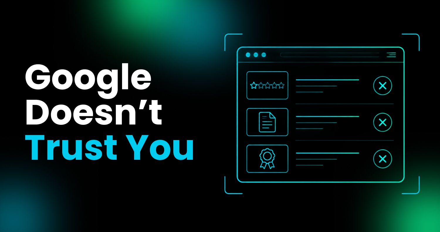 Article illustration: the title 'Google Doesn’t Trust You' with a neon outlined browser window.",