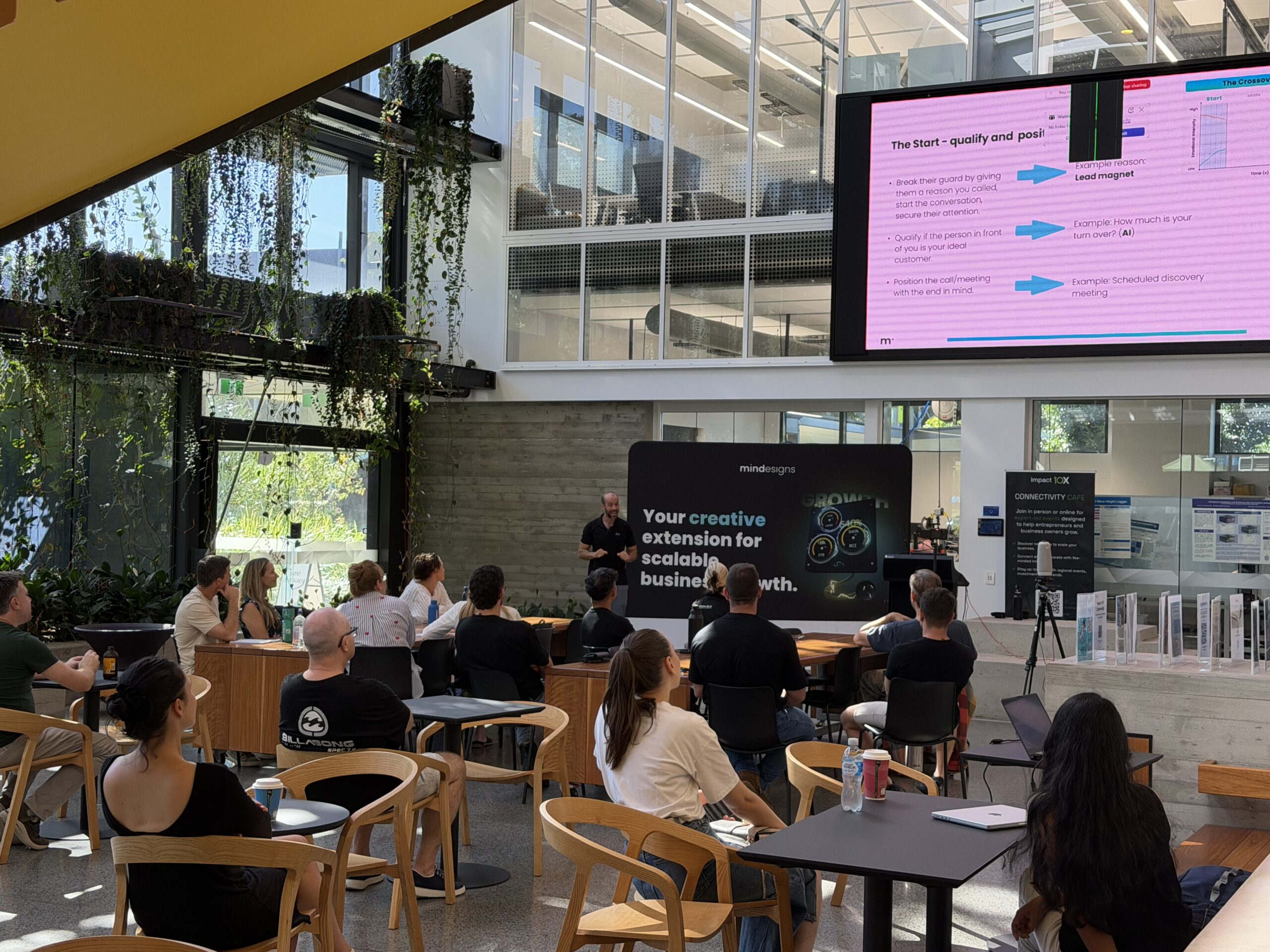 Omer presenting ‘The Start’ stage of the Mindesigns B2B sales process