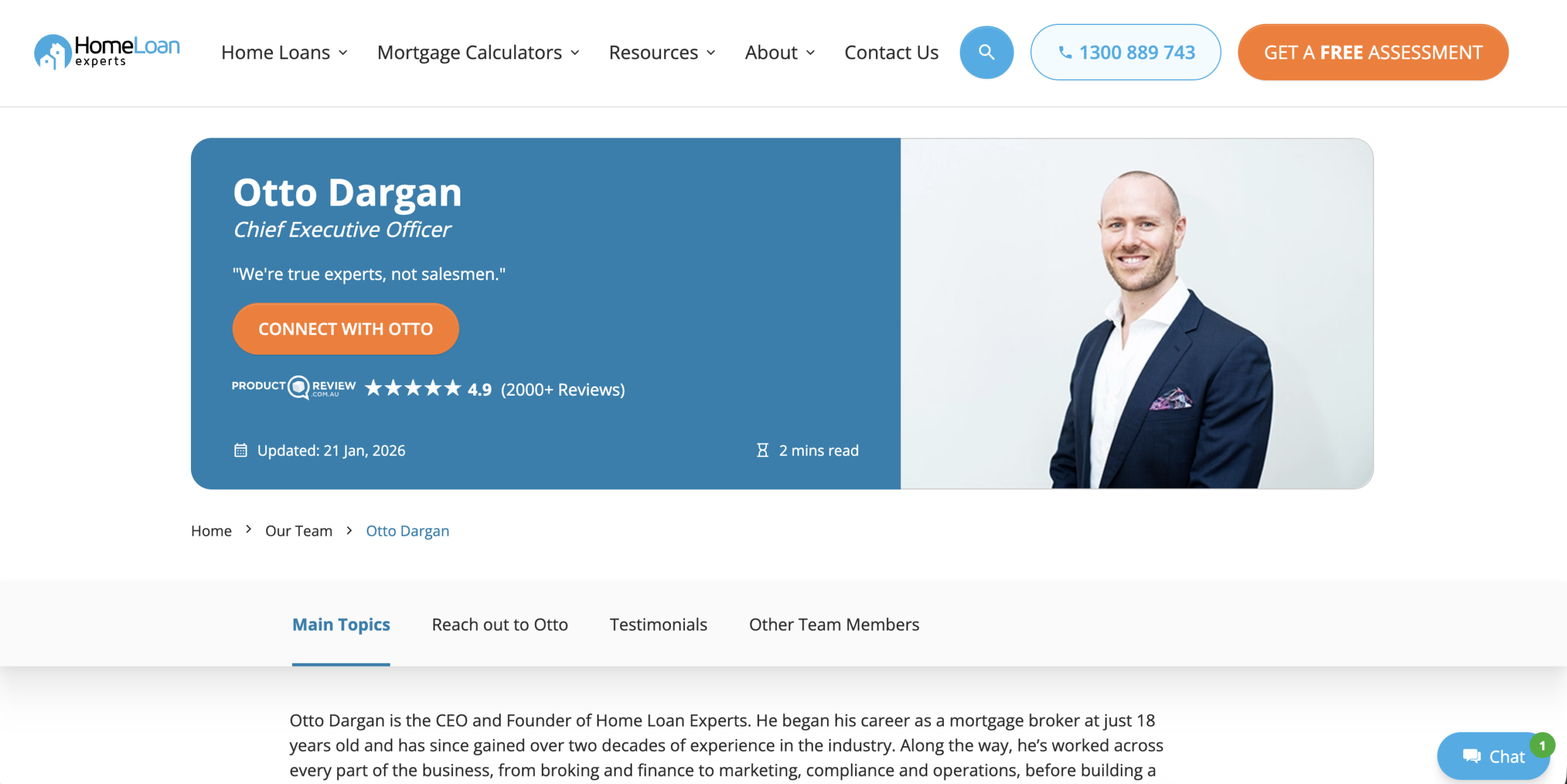 mortgage broker author bio page showing credentials, awards and media features