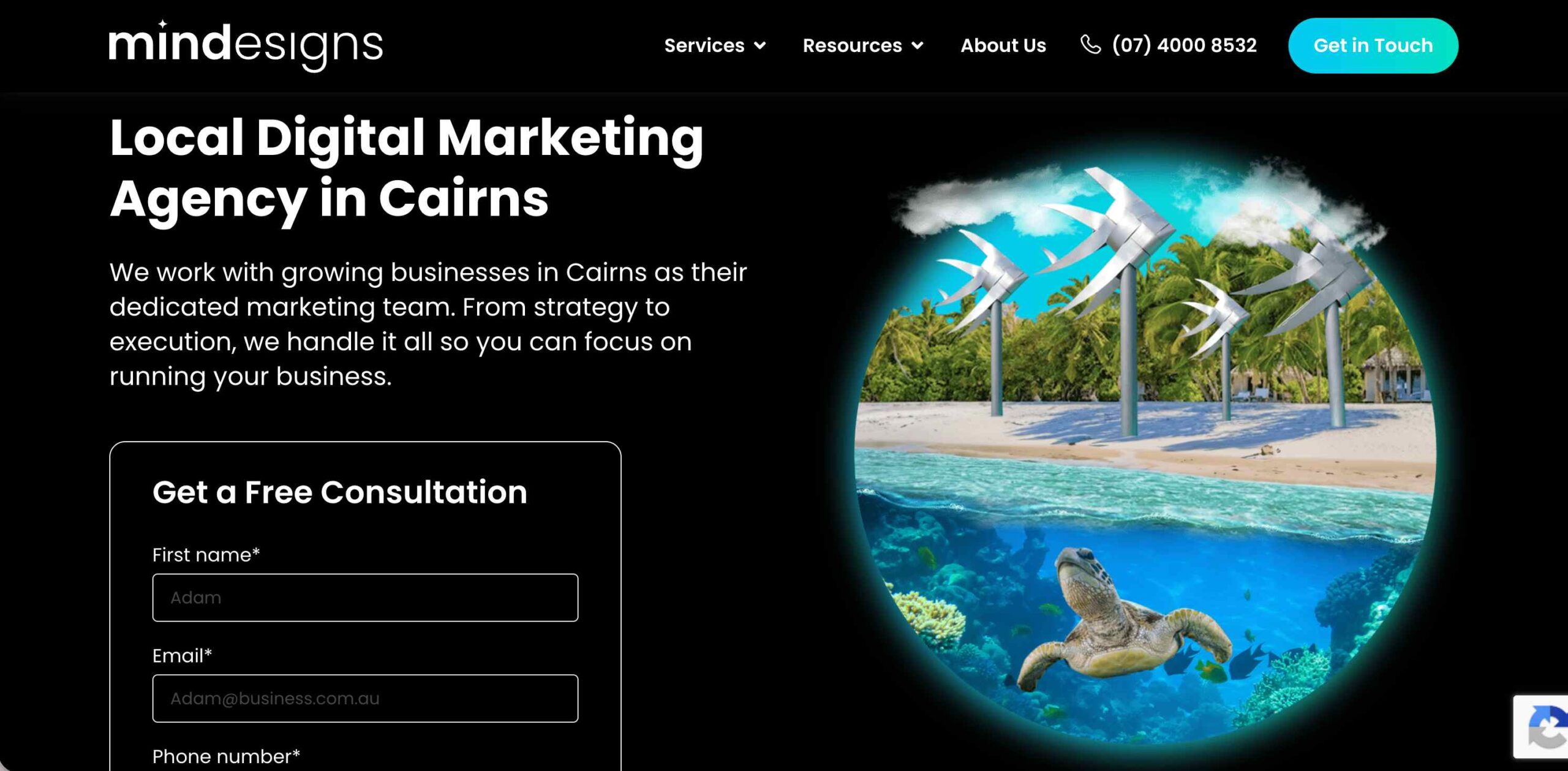 Preview of Mindesignsā Cairns location page